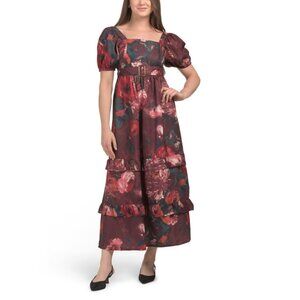 US TOGETHER multi Floral Maxi Dress With Matching Belt